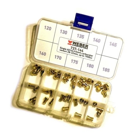 Zestaw 20 dysz gaźnika WEBER DCOE IDF paliwo: 120,130,135,140,145 powietrze: 160,170,175,180,185